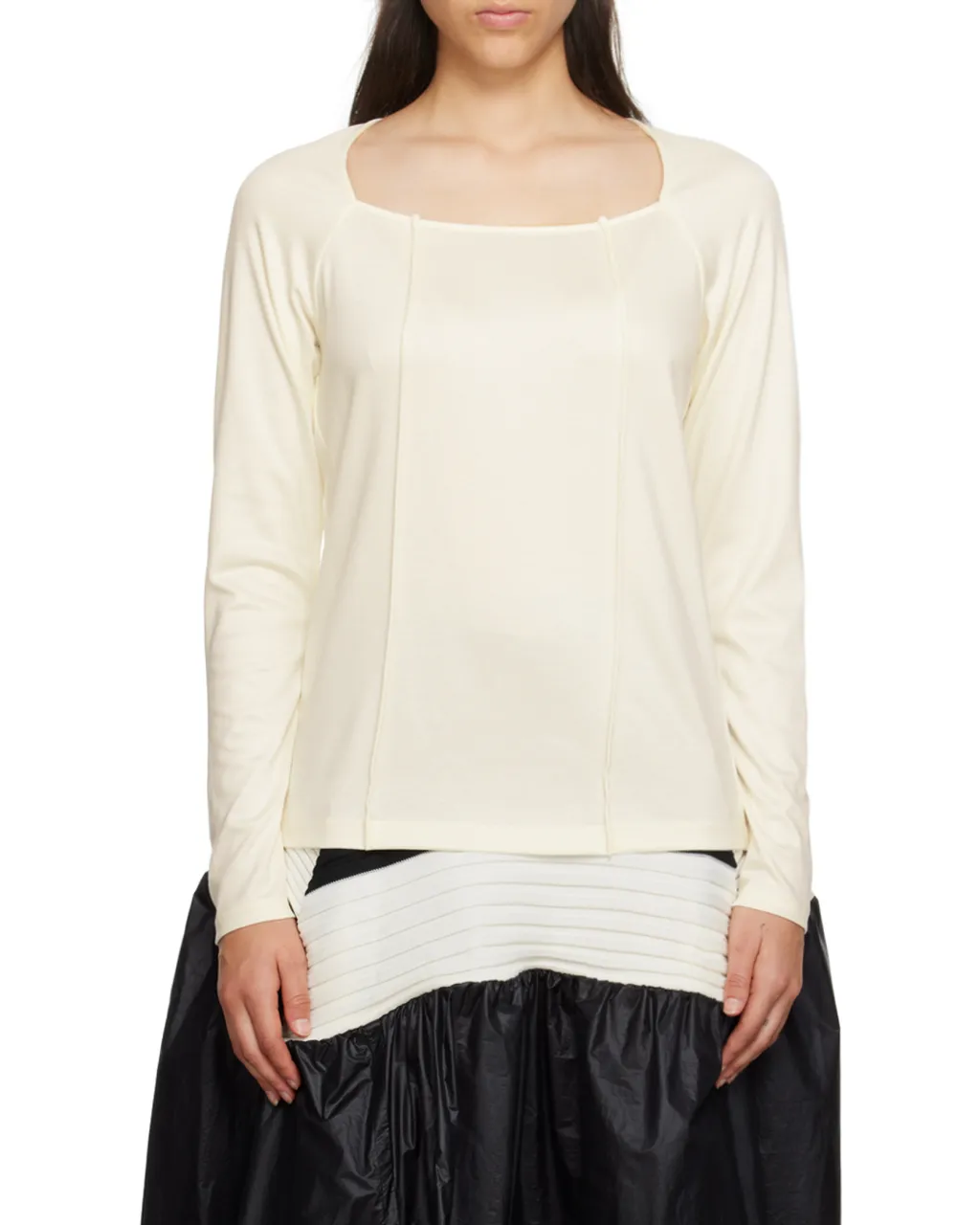 Pleated Long-Sleeved T-Shirt