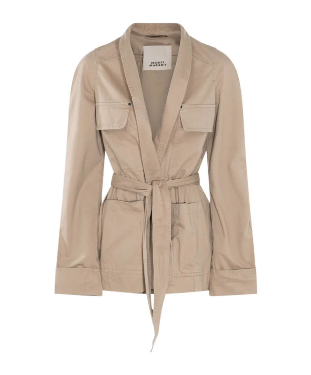 Long-Sleeved Belted Jacket