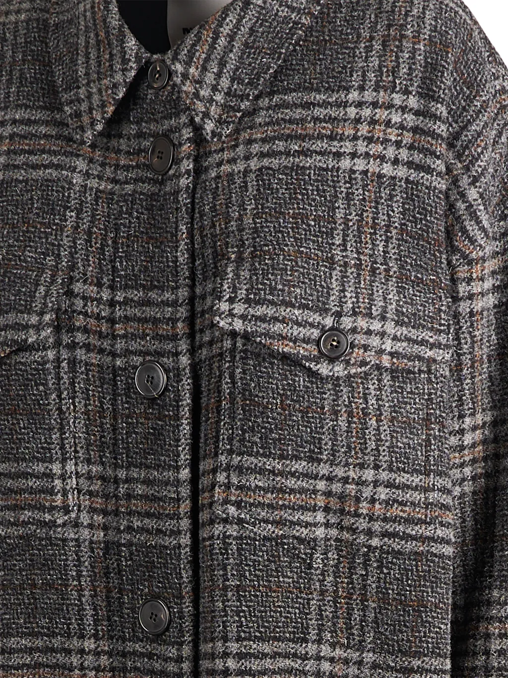 Long-Sleeved Plaid Coat