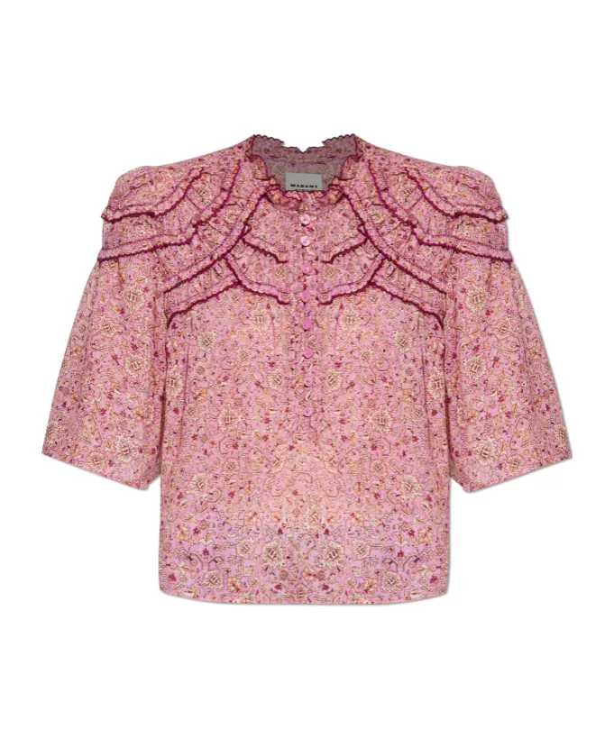 Carmen Ruffled Paisley-Print Top