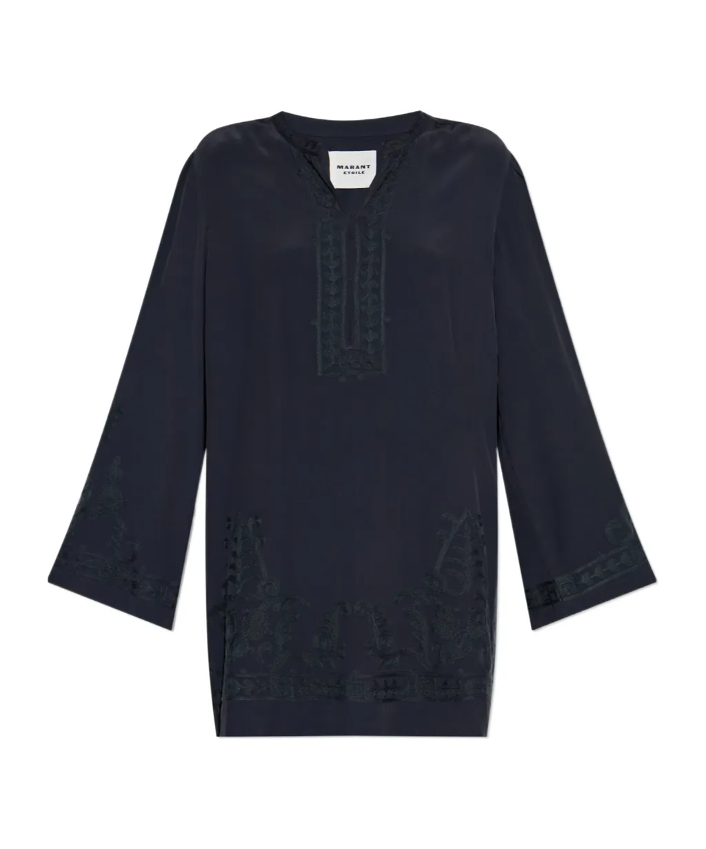 Embroidered-Paisley Mini Dress