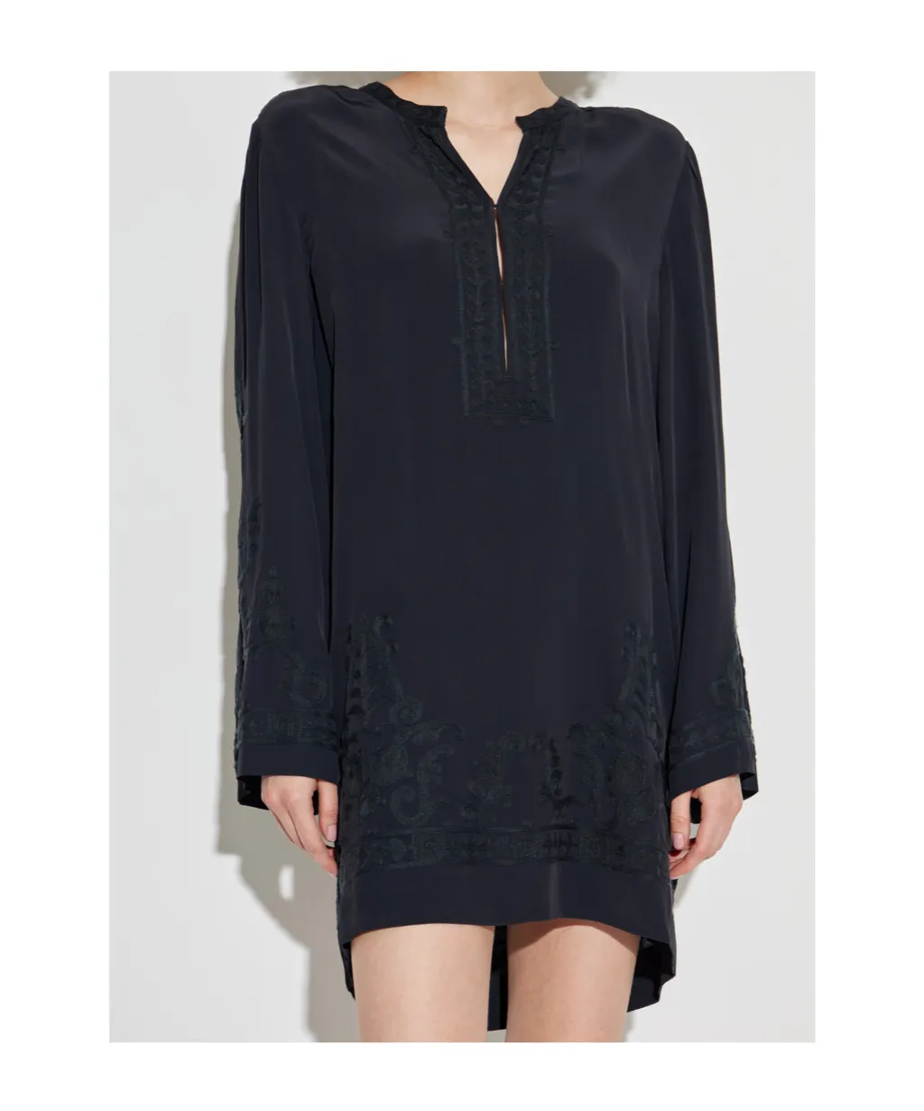 Embroidered-Paisley Mini Dress