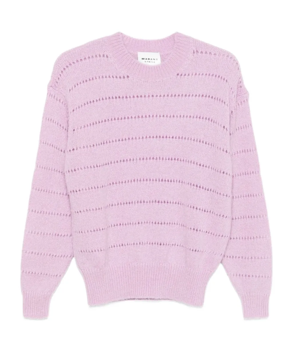 Striped Perforated-Detail Sweater