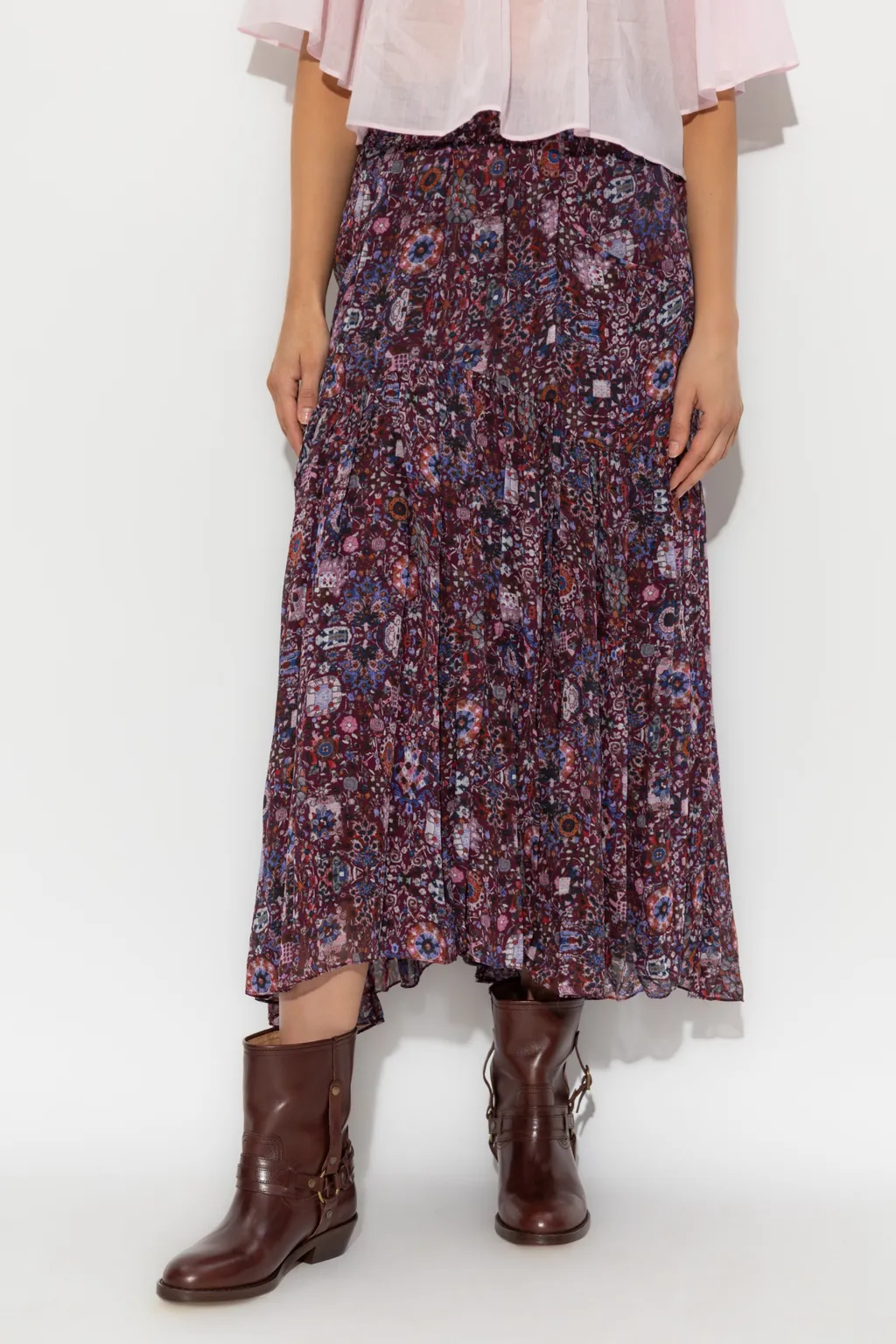 Pleated Floral Print Skirt
