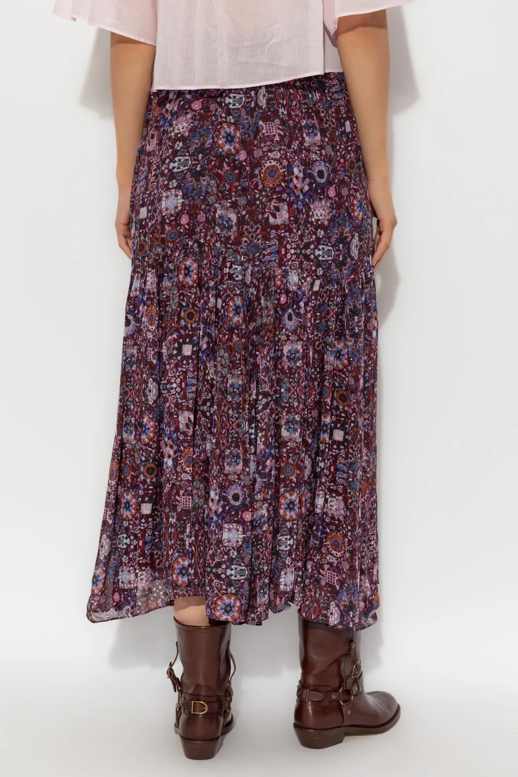 Pleated Floral Print Skirt