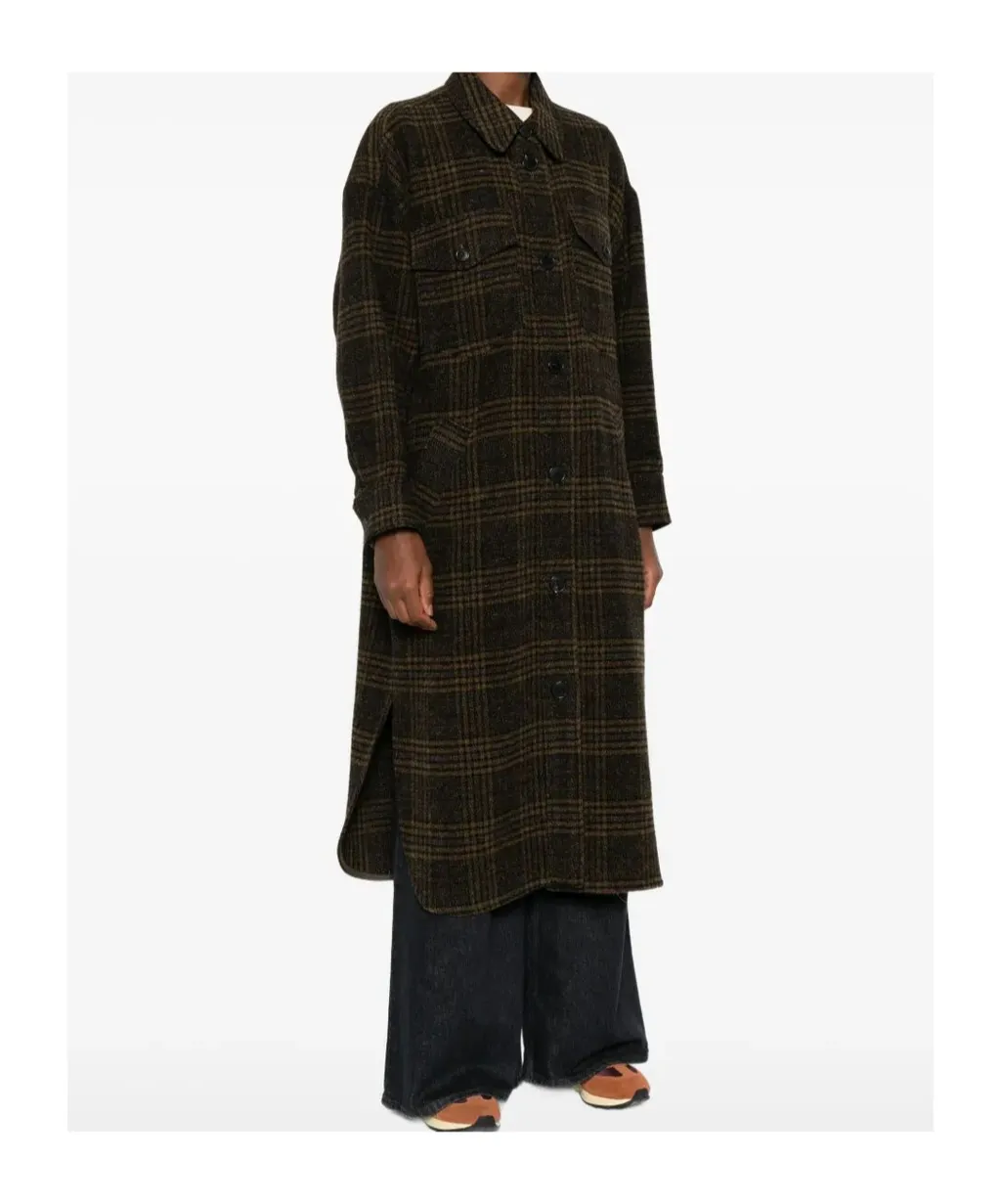 Checked Single-Breasted Coat