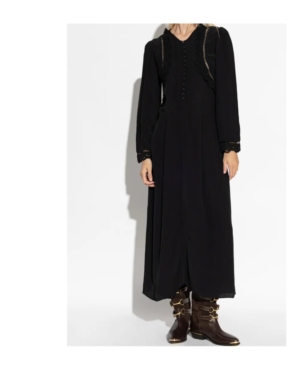 Lace-Trimmed Button-Front Dress