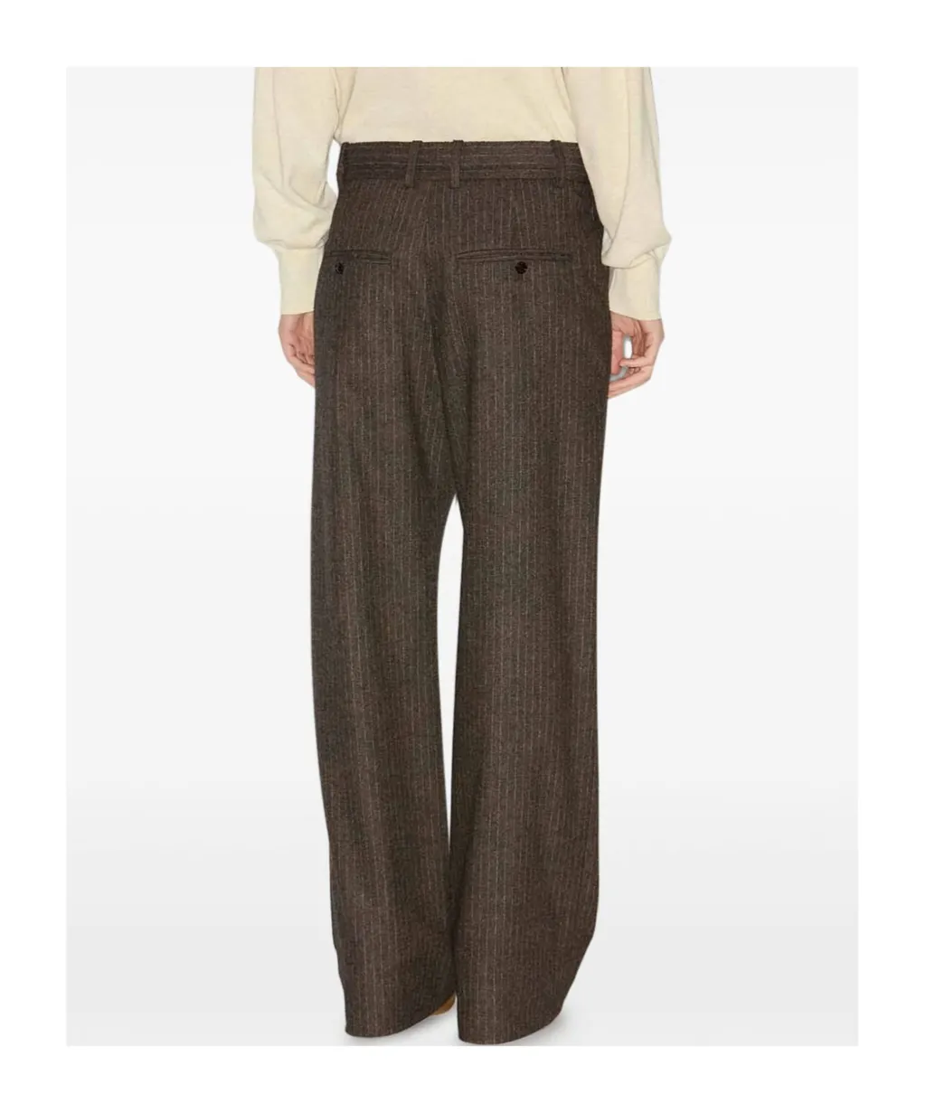 Pinstriped Straight-Leg Trousers