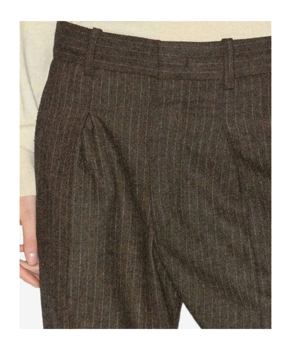 Pinstriped Straight-Leg Trousers