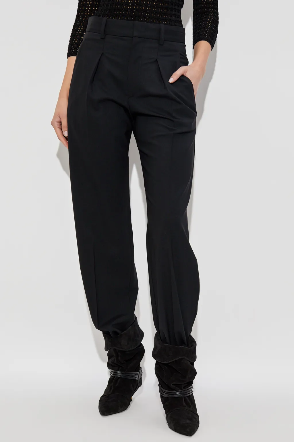 Straight Leg Pleated Trousers