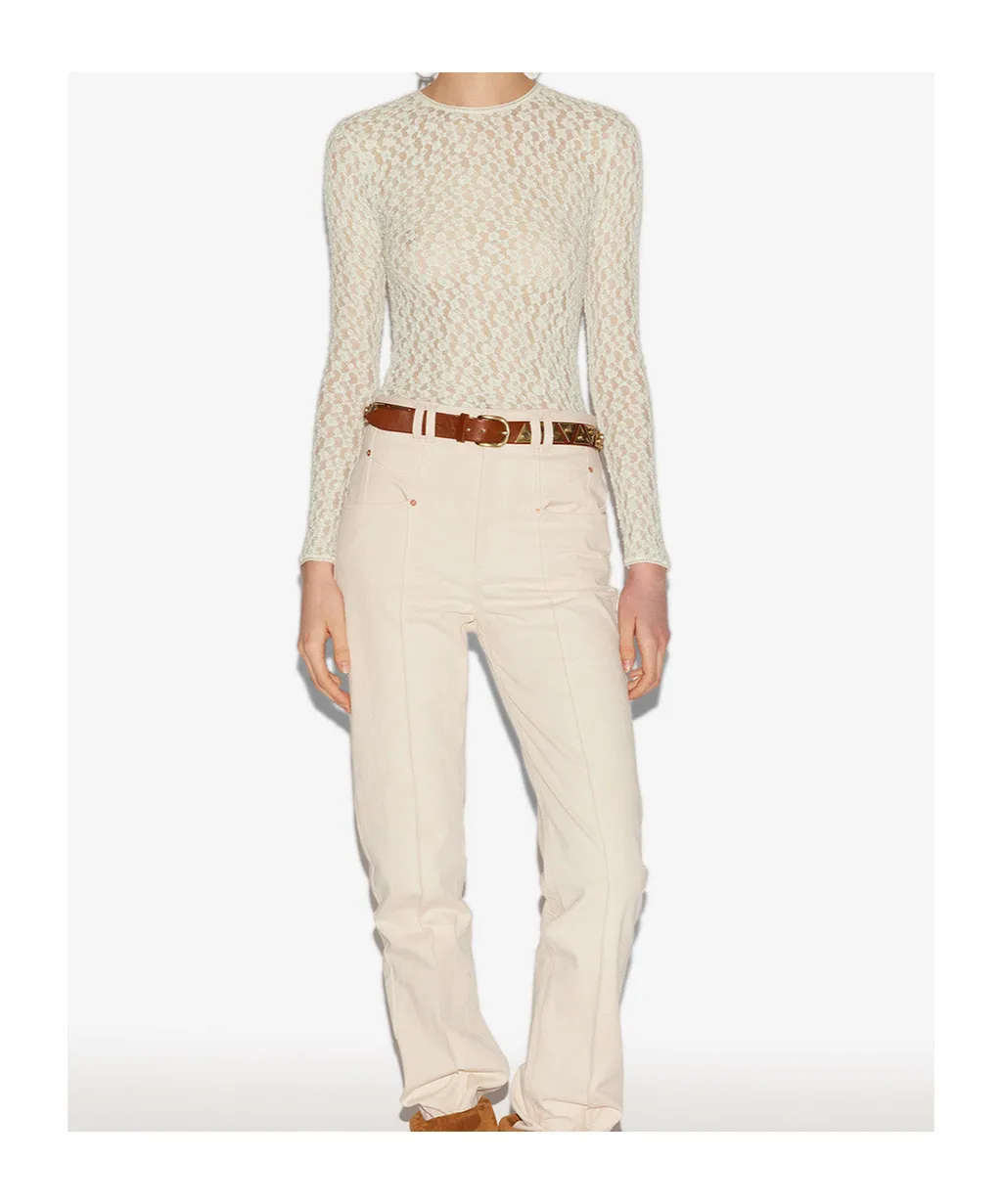 Gaelle Long-Sleeved Lace Top