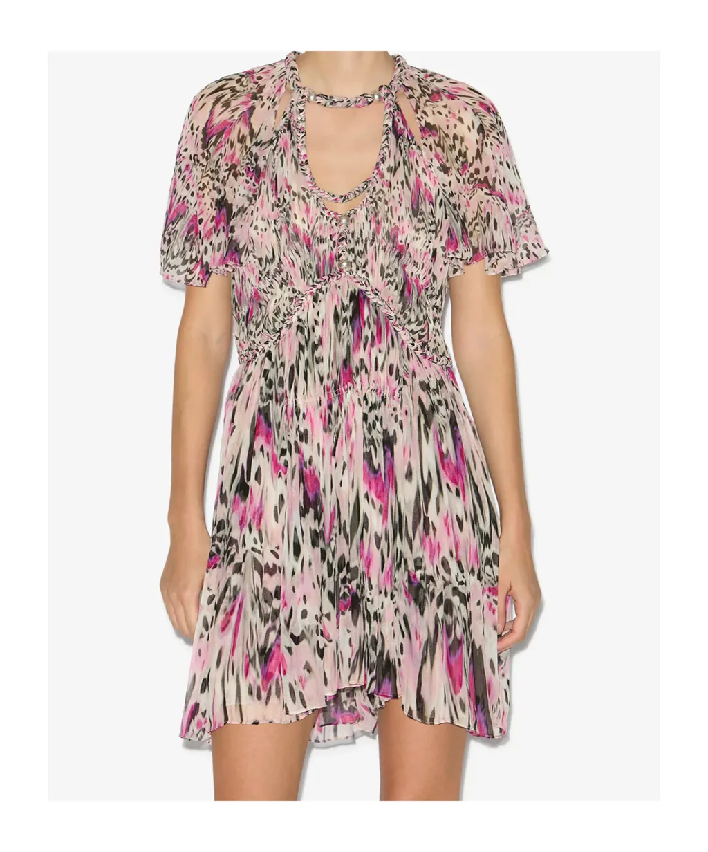 Randalia Short Dress In Gathered Silk