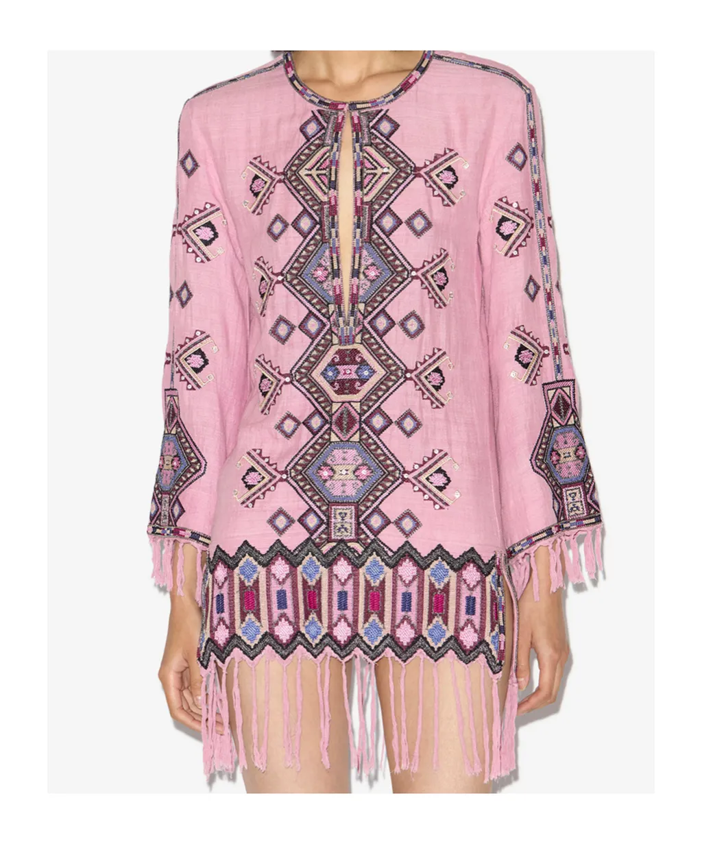 Zayana Embroidered Matka Silk Mini Dress