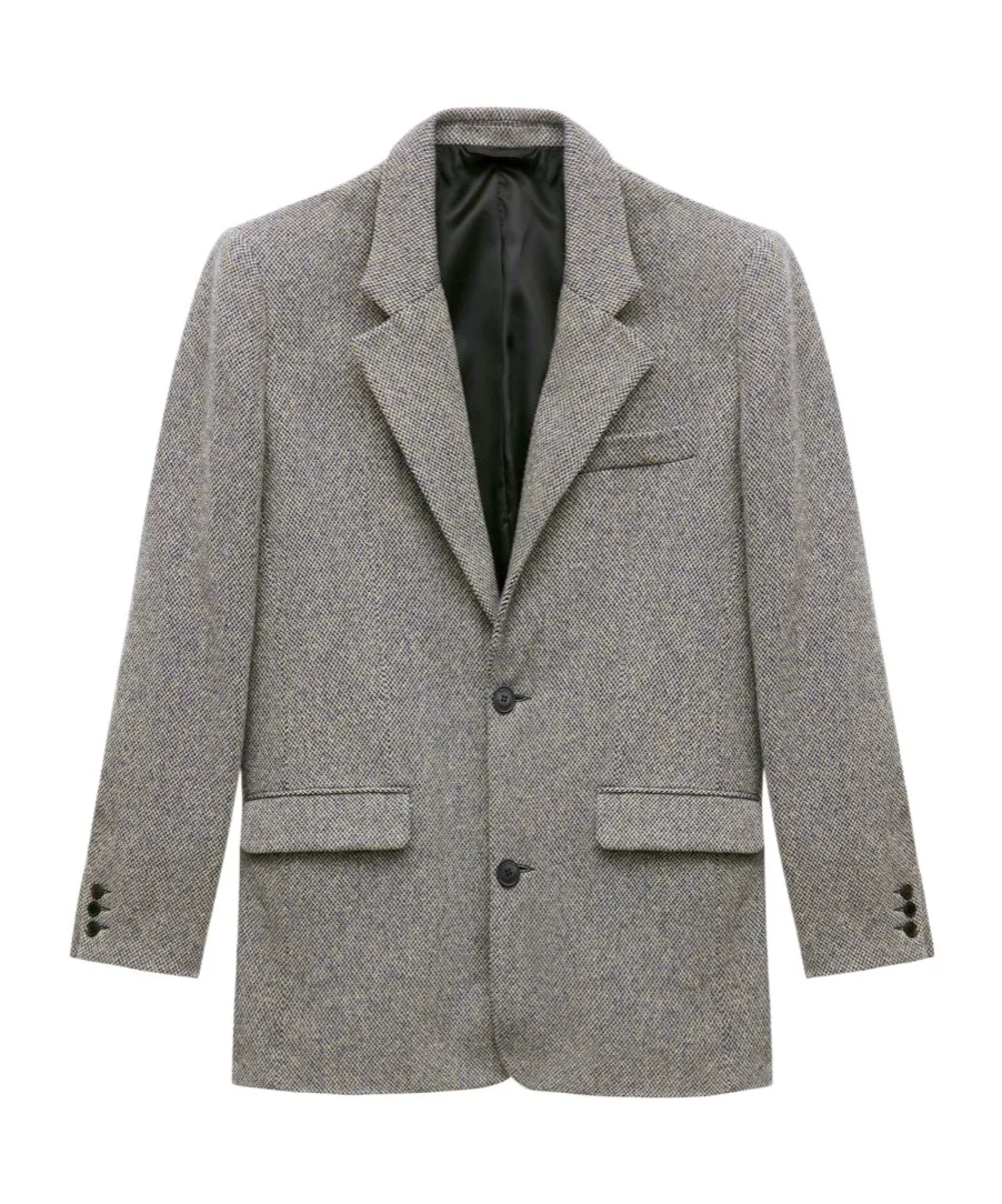 Herringbone Pattern Single-Breasted Blazer