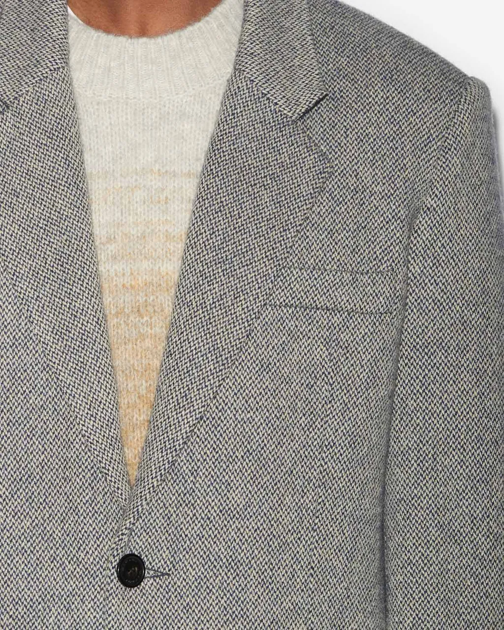 Herringbone Pattern Single-Breasted Blazer