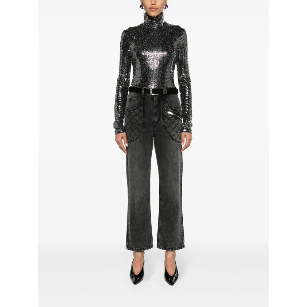 High-Neck Sequin Blouse
