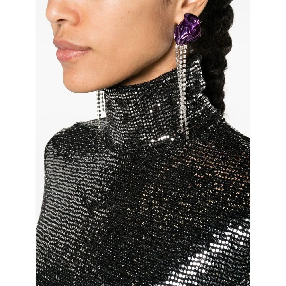 High-Neck Sequin Blouse