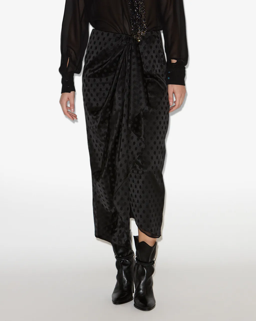 Asymmetrical Hem Draped Skirt