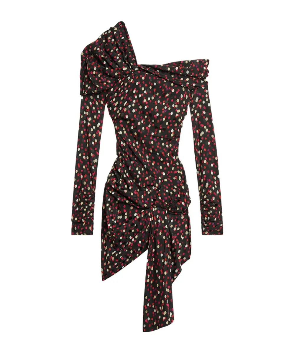 Pattern-Printed Long-Sleeved Dress