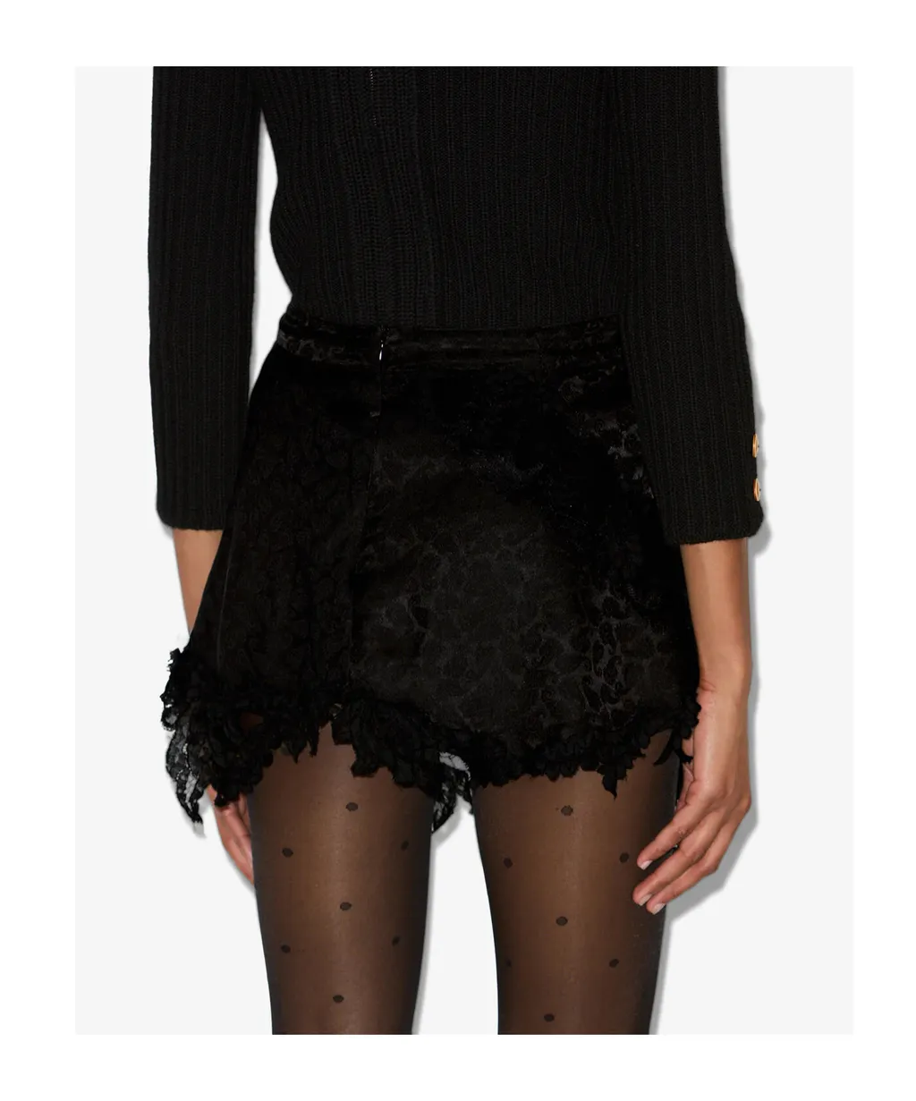 Lace Detailed Ruffled Hem Mini Skirt