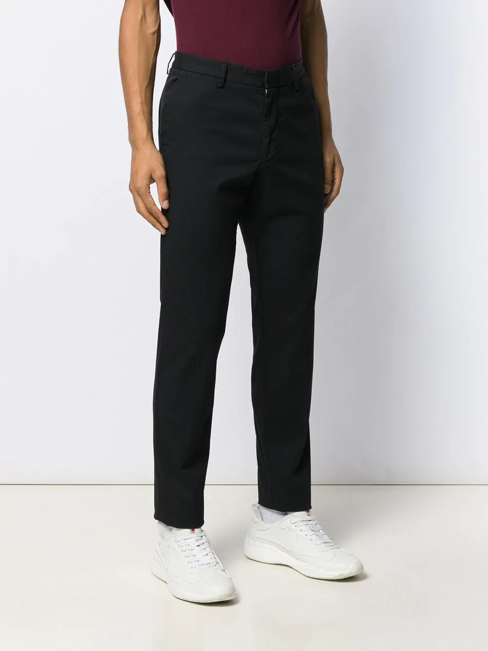 Straight-Leg Stretch-Cotton Trousers