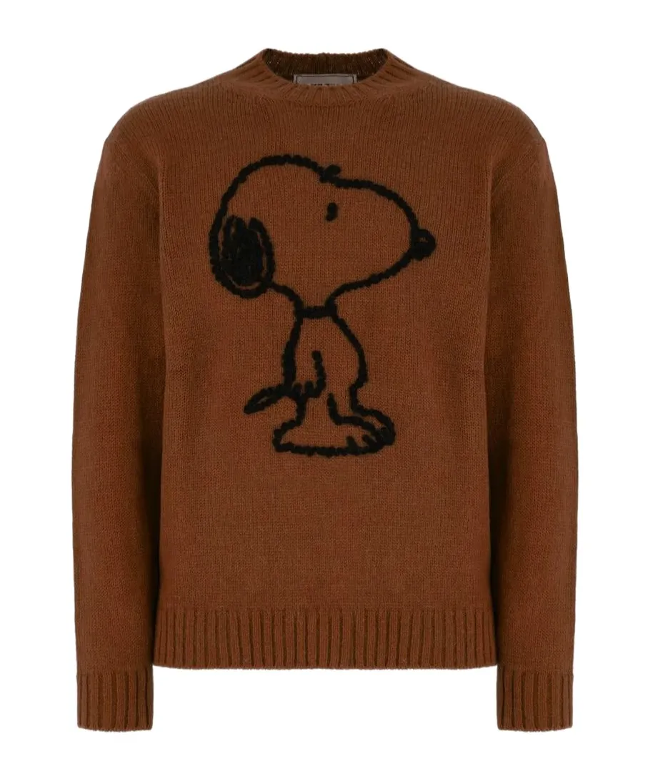 Snoopy-Motif Wool-Alpaca Blend Sweater
