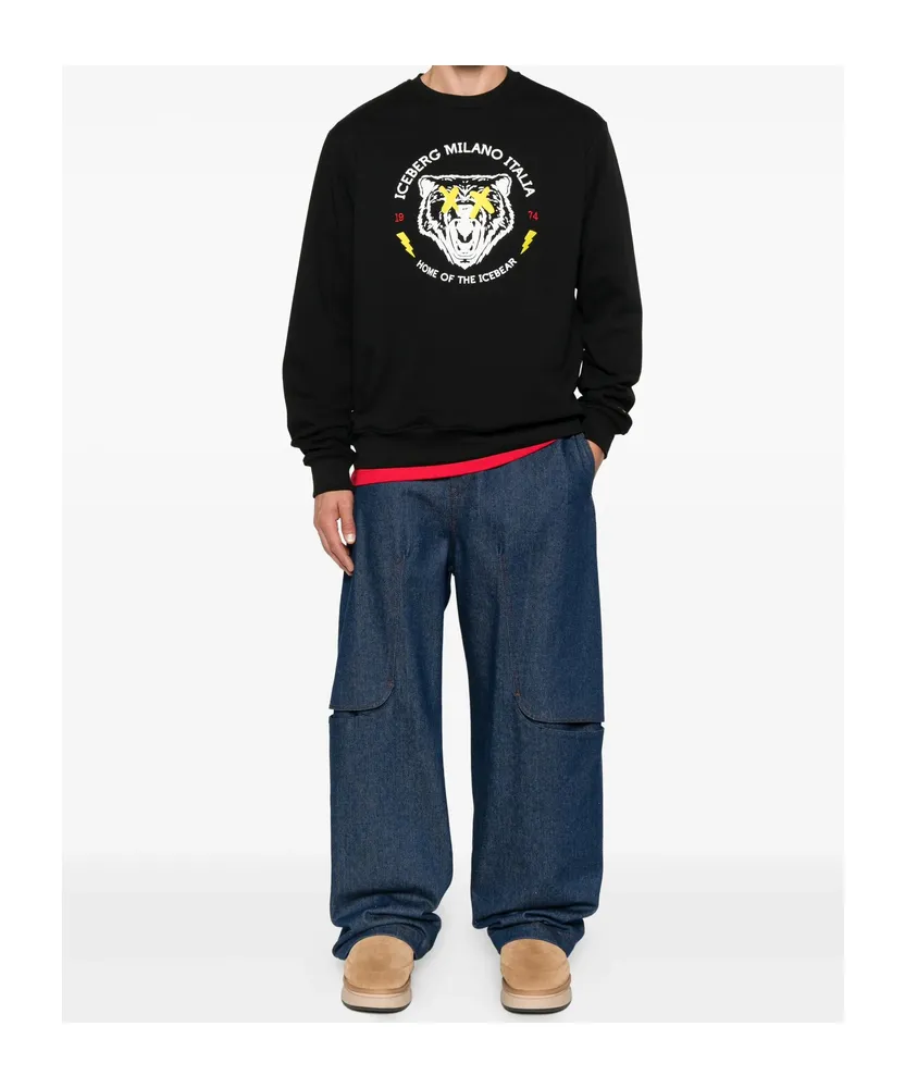 Bear-Embellished Crew-Neck Sweatshirt