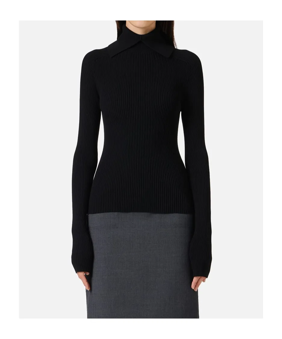 Collared Ribbed Top