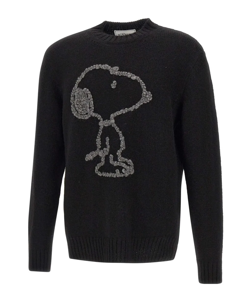 Snoopy-Embroidered Crew-Neck Sweater