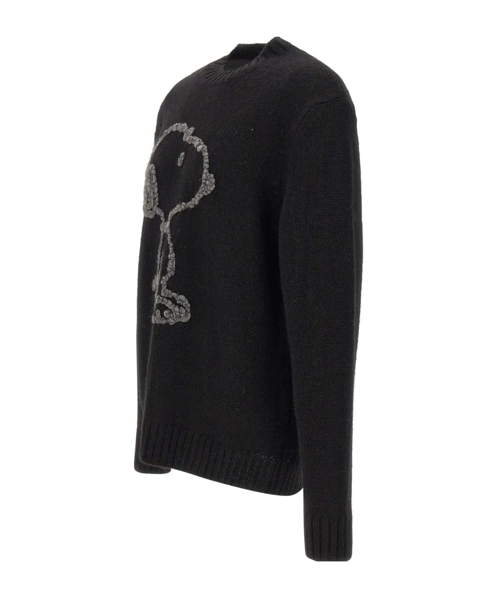 Snoopy-Embroidered Crew-Neck Sweater