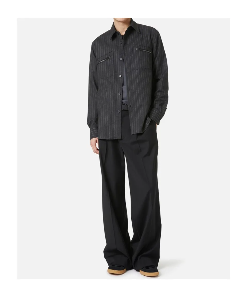 Pinstripe Zip-Pocket Shirt