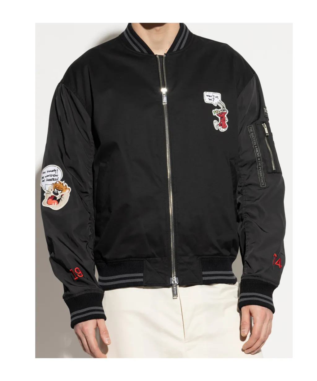 Patch-Detailed Zipped Bomber Jacket
