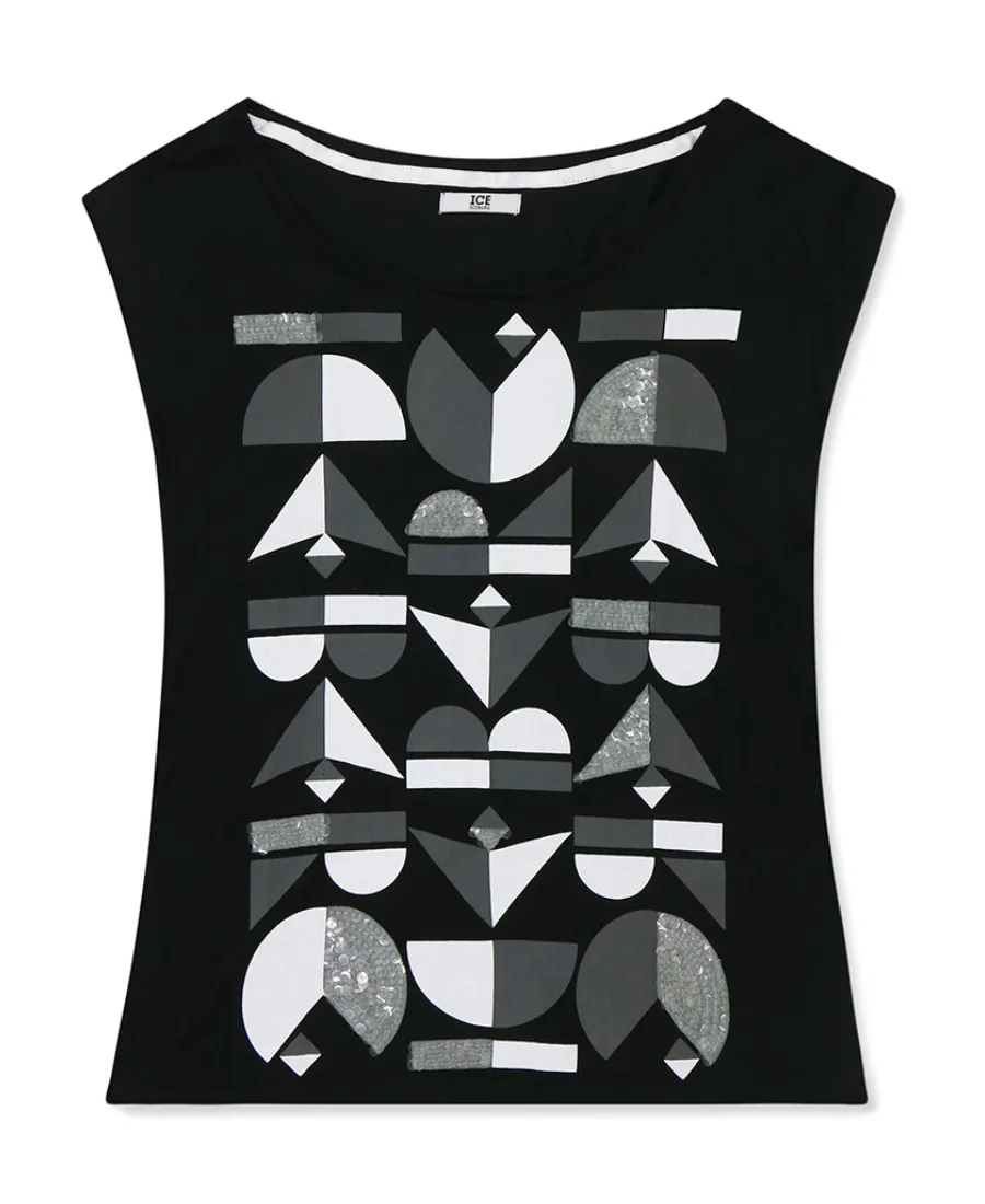 Printed Sleeveless T-Shirt
