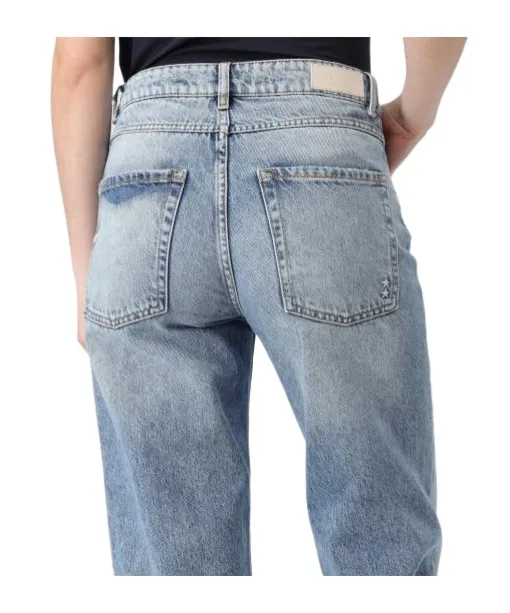 Icon Denim Jeans With Logo Patch And Ripped Back