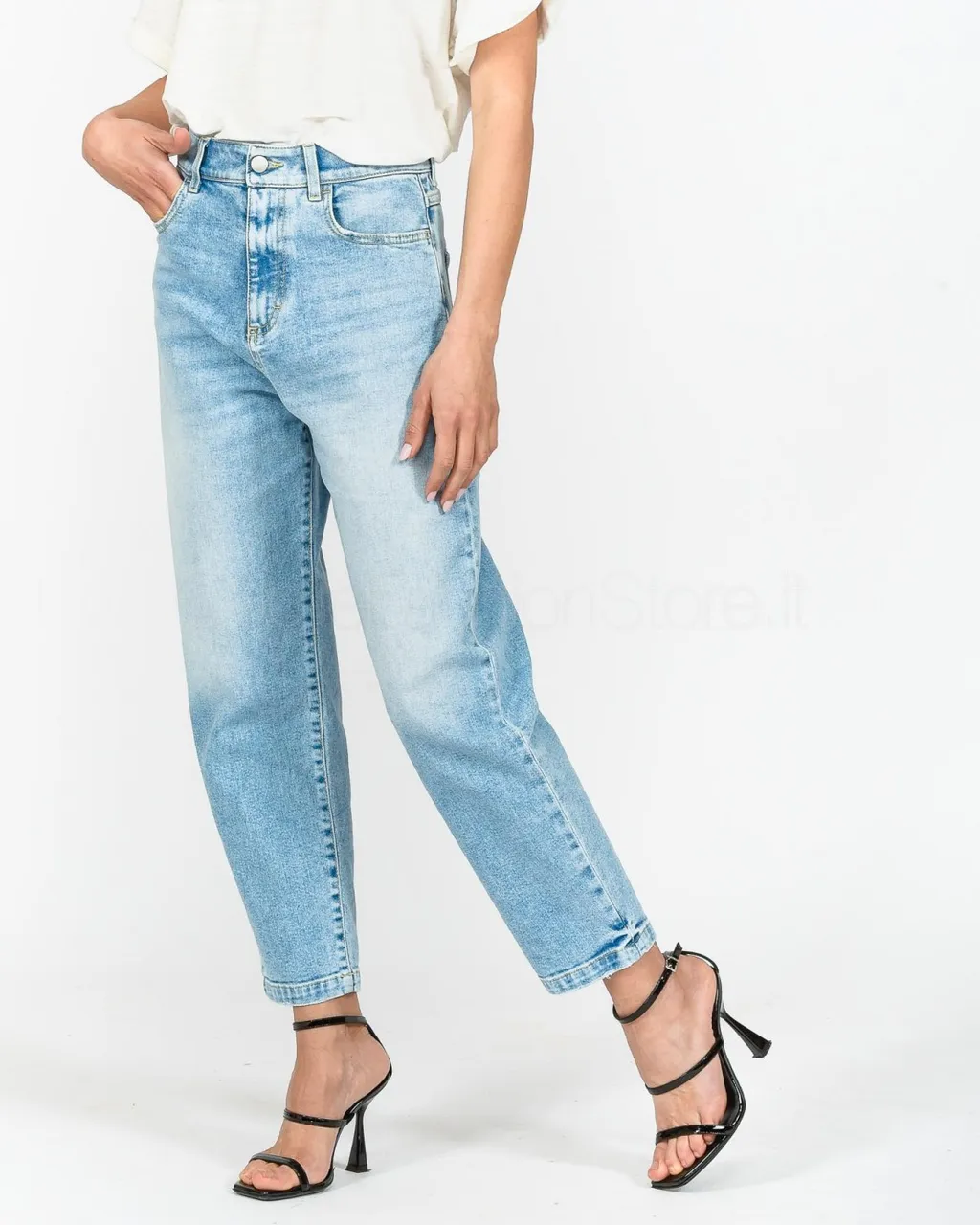 Faded Zipper Denim Pants