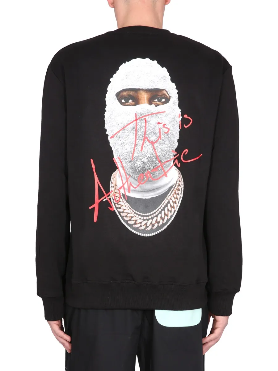Mask-Printed Long-Sleeved Crewneck Sweatshirt