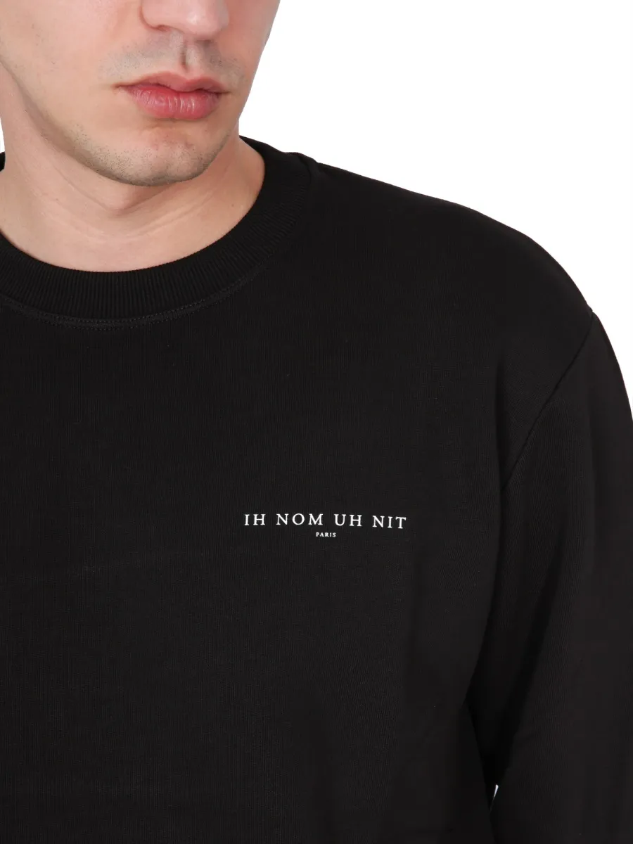 Mask-Printed Long-Sleeved Crewneck Sweatshirt