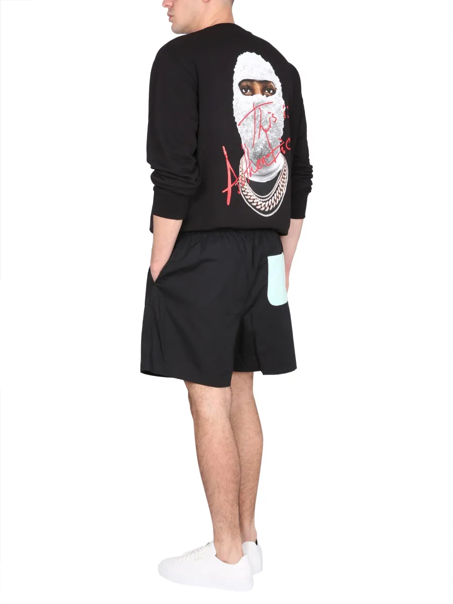 Mask-Printed Long-Sleeved Crewneck Sweatshirt