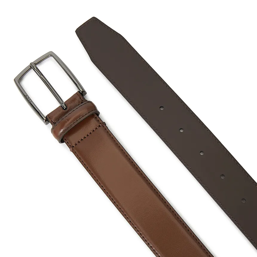 Logo-Engraved Leather Belt