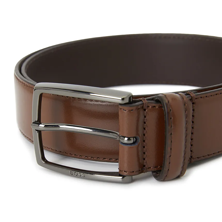 Logo-Engraved Leather Belt