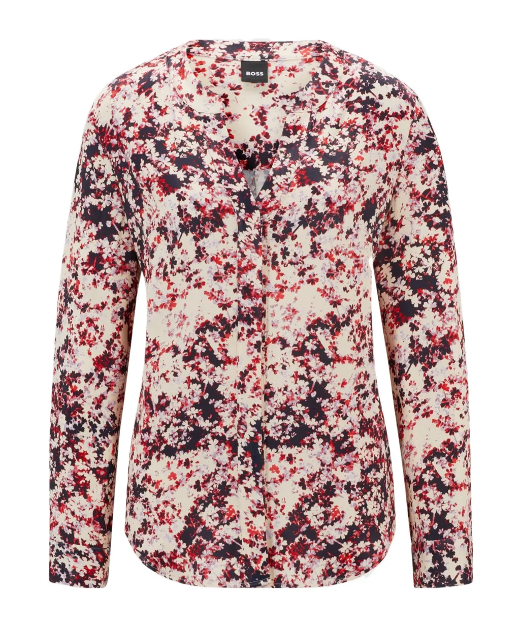 Floral-Print Satin Shirt