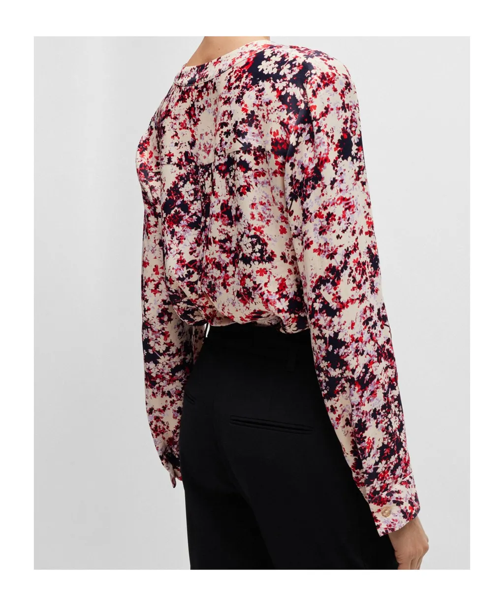 Floral-Print Satin Shirt