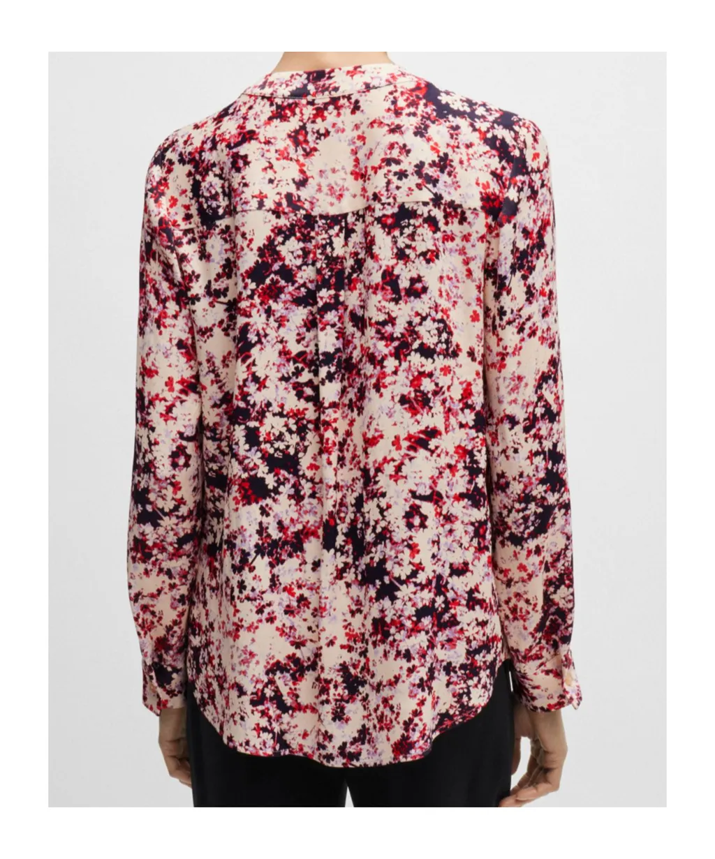 Floral-Print Satin Shirt