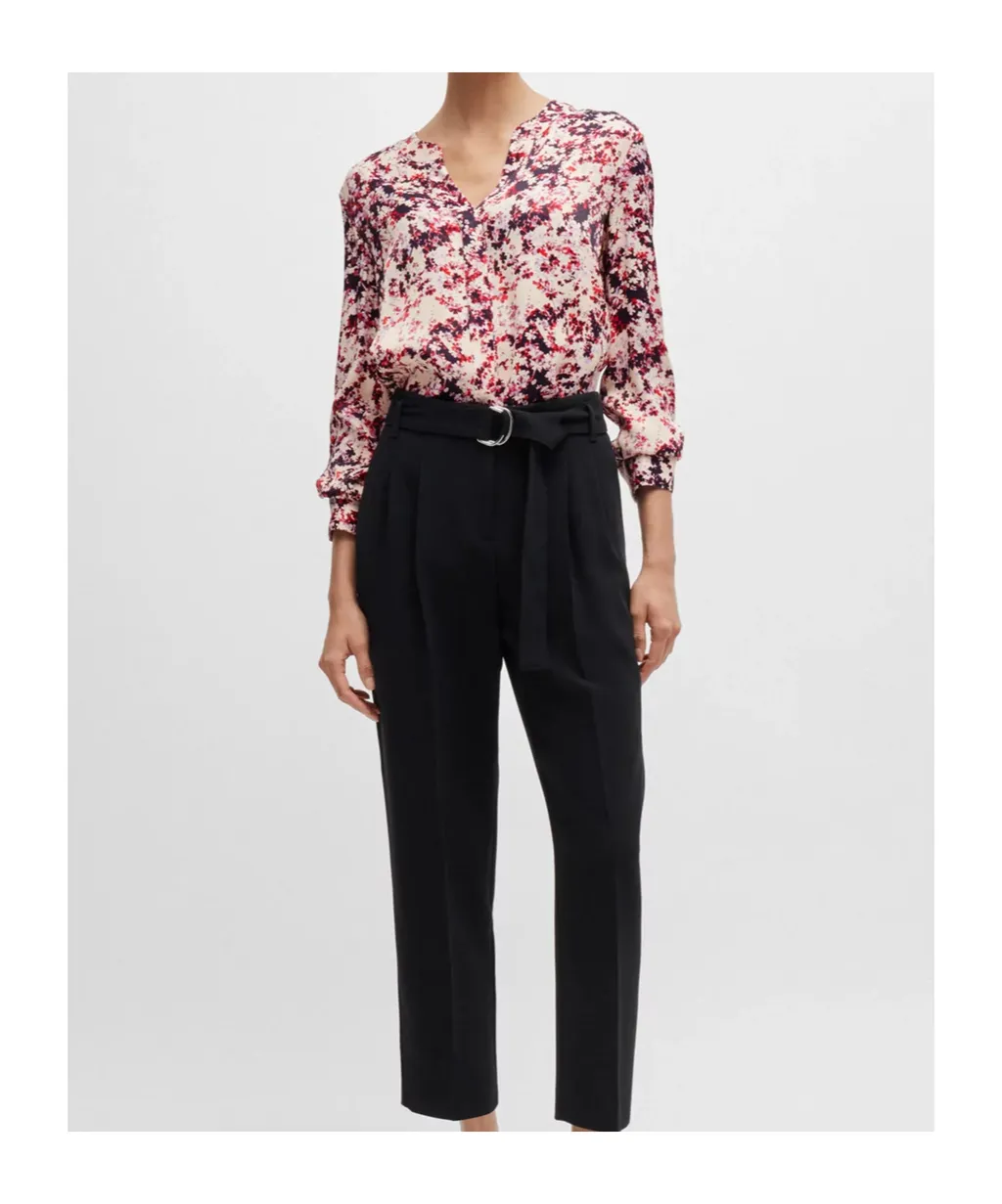 Floral-Print Satin Shirt