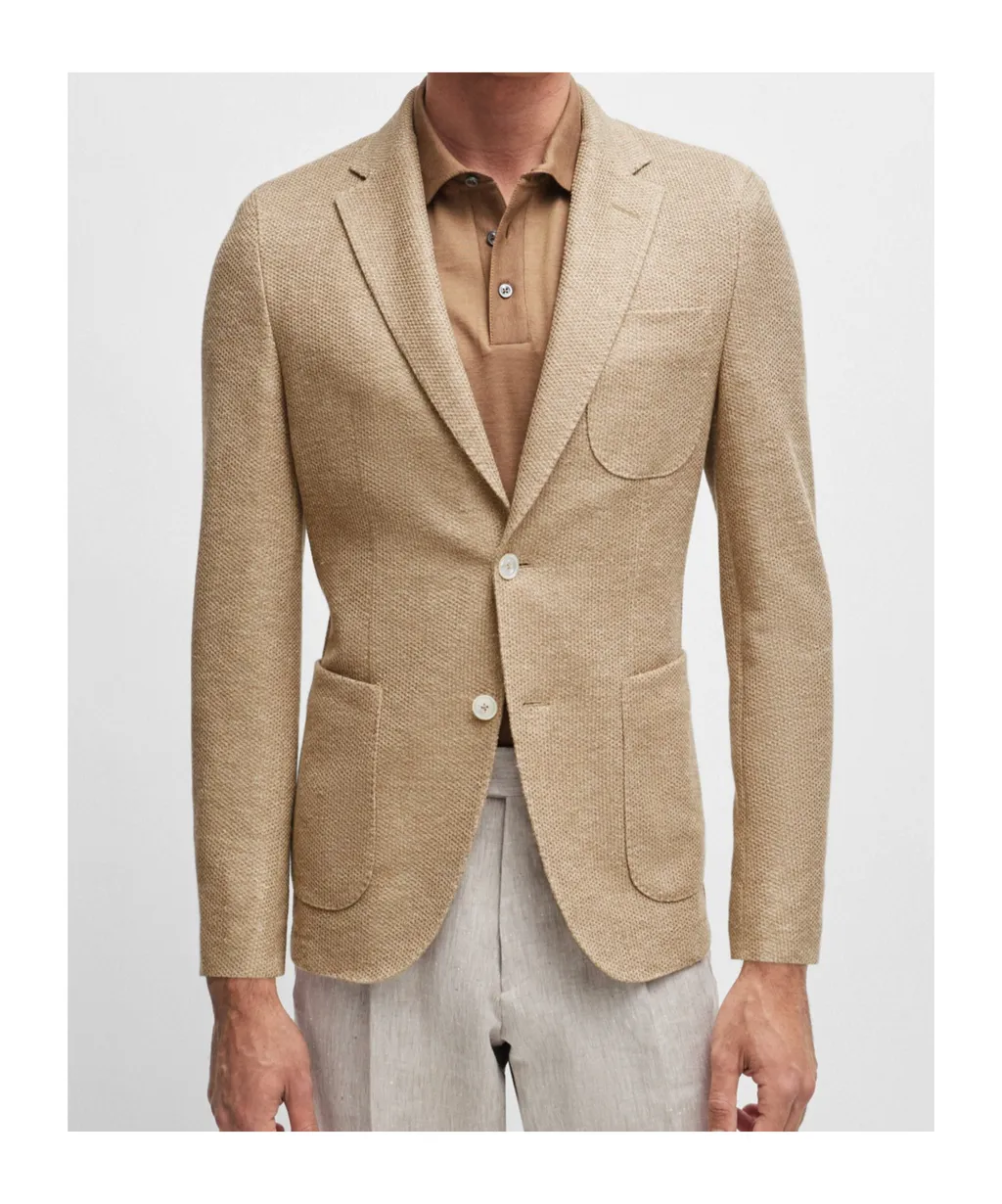 Single-Breasted Linen-Blend Blazer