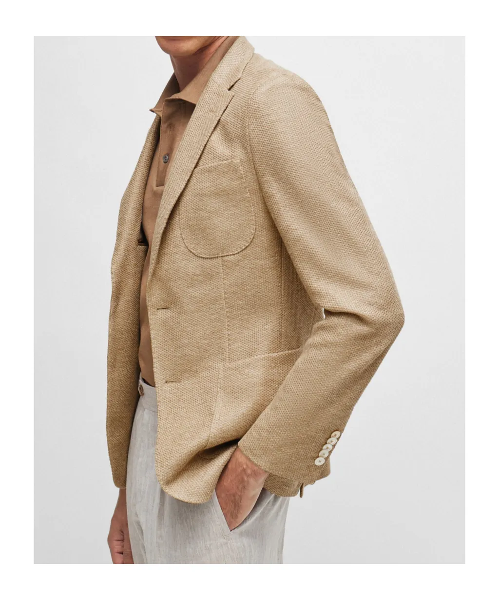 Single-Breasted Linen-Blend Blazer