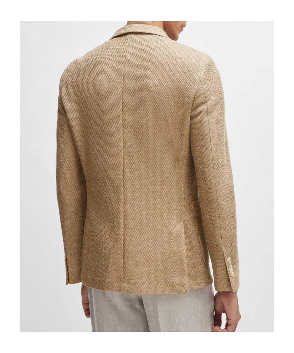 Single-Breasted Linen-Blend Blazer