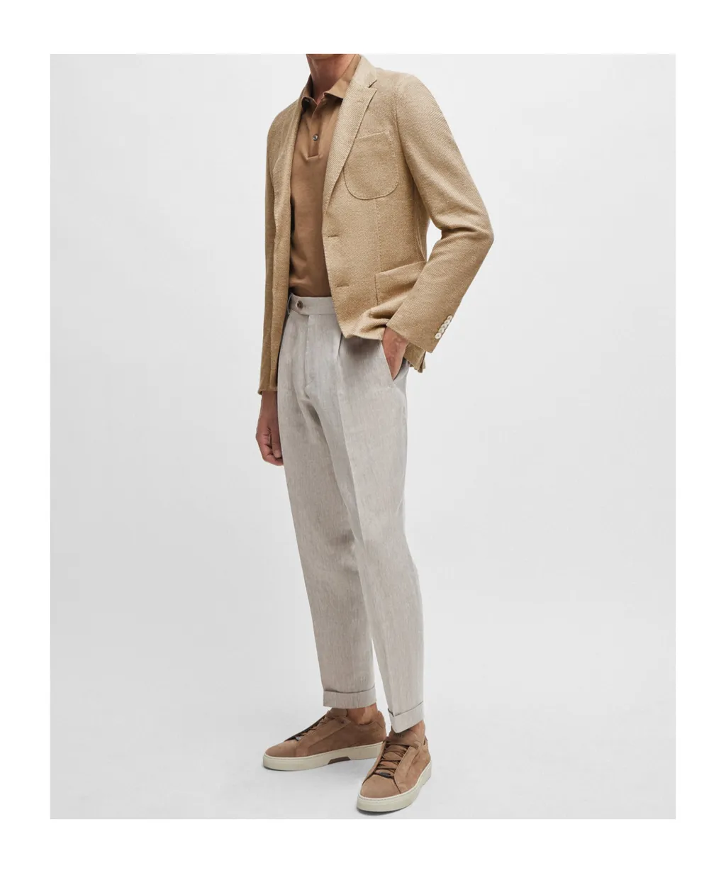 Single-Breasted Linen-Blend Blazer