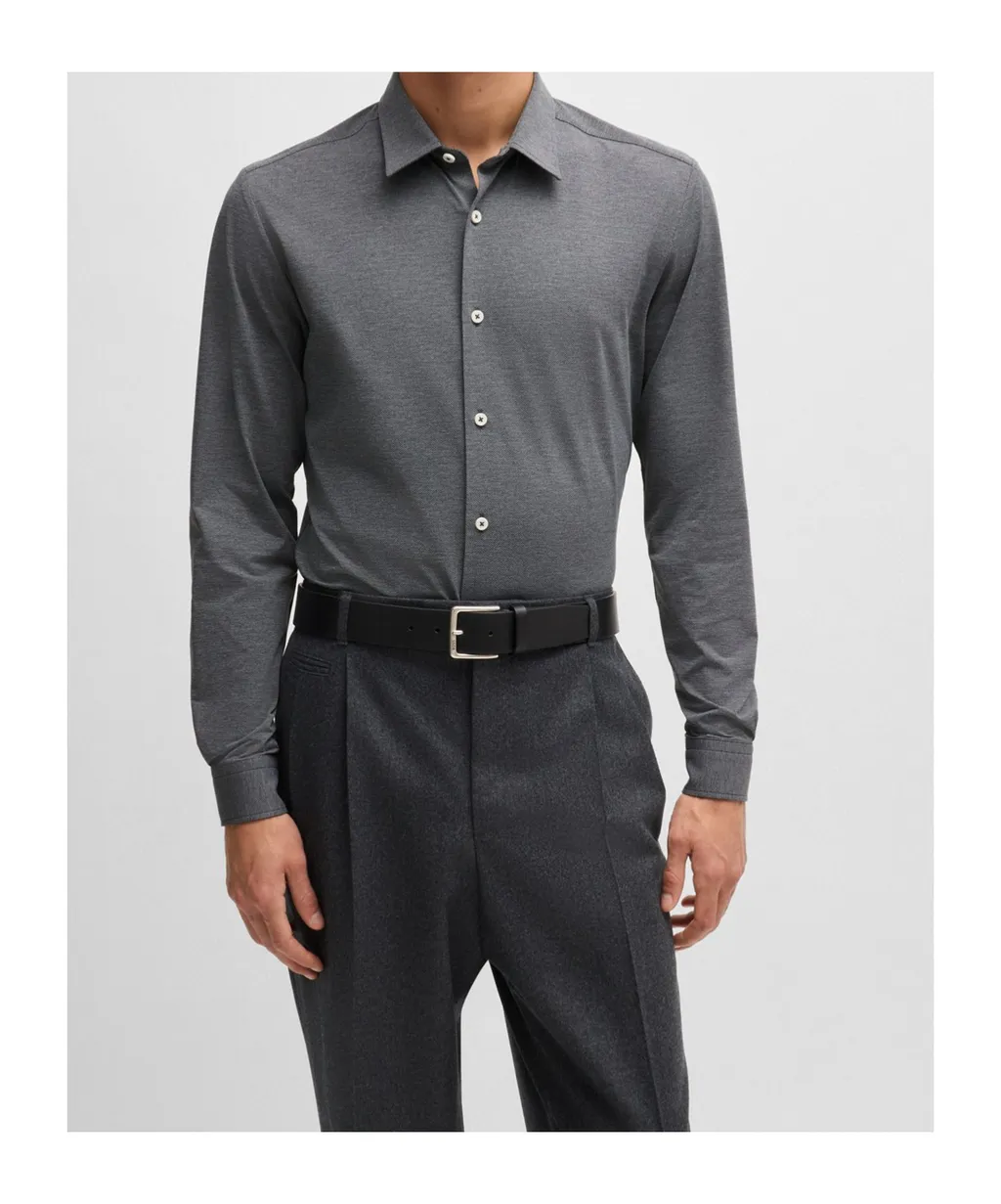 Slim-Fit Performance-Stretch Jersey Melange Shirt