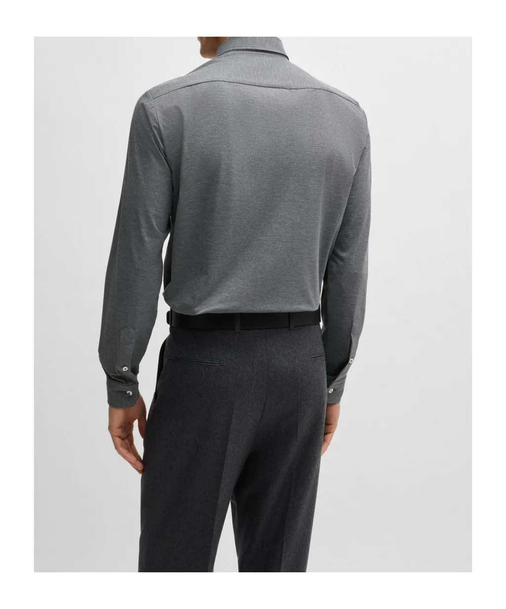 Slim-Fit Performance-Stretch Jersey Melange Shirt